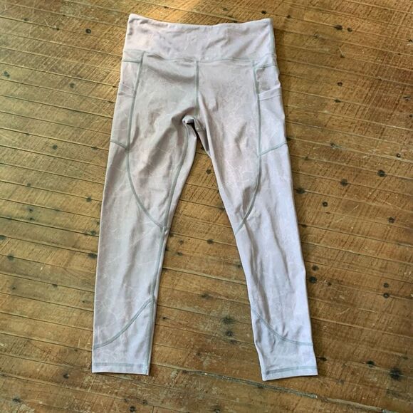 Zyia Pink & gray digital granite marbled light & tight 8-10 leggings - Picture 1 of 6